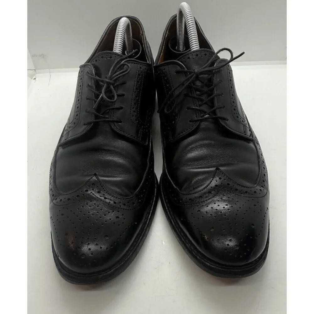 ALLEN EDMONDS Lombard Black Leather Wingtip Brogue Derby Shoes Men's Sz US 10.5D